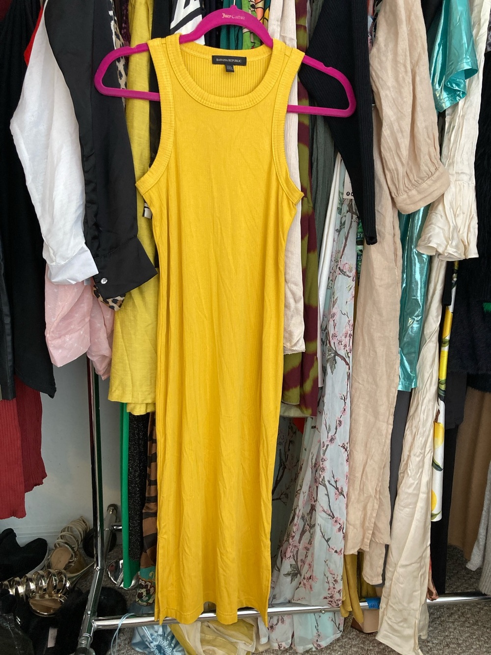 Banana Republic Mustard Yellow Ribbed Maxi Dress